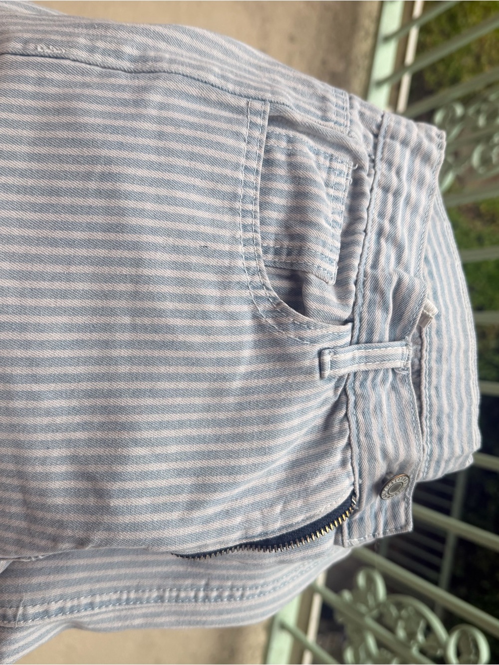 High-Rise Wide-Leg Pinstripe Pants - Light Blue - Picture 7 of 7